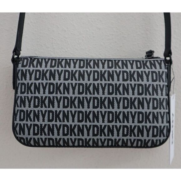 DKNY WMN's Demi White/Black Logo Bryant Park w/Chain Shoulder Crossbody Bag - Picture 2 of 14